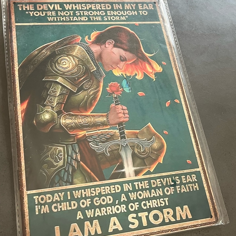 Vintage Tin Sign Retro Sign I Am A Storm Woman Of Faith Warrior